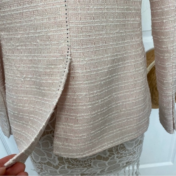 Walter Baker Boucle Blazer pink white metallic gold thread single-breast size L - Picture 10 of 16